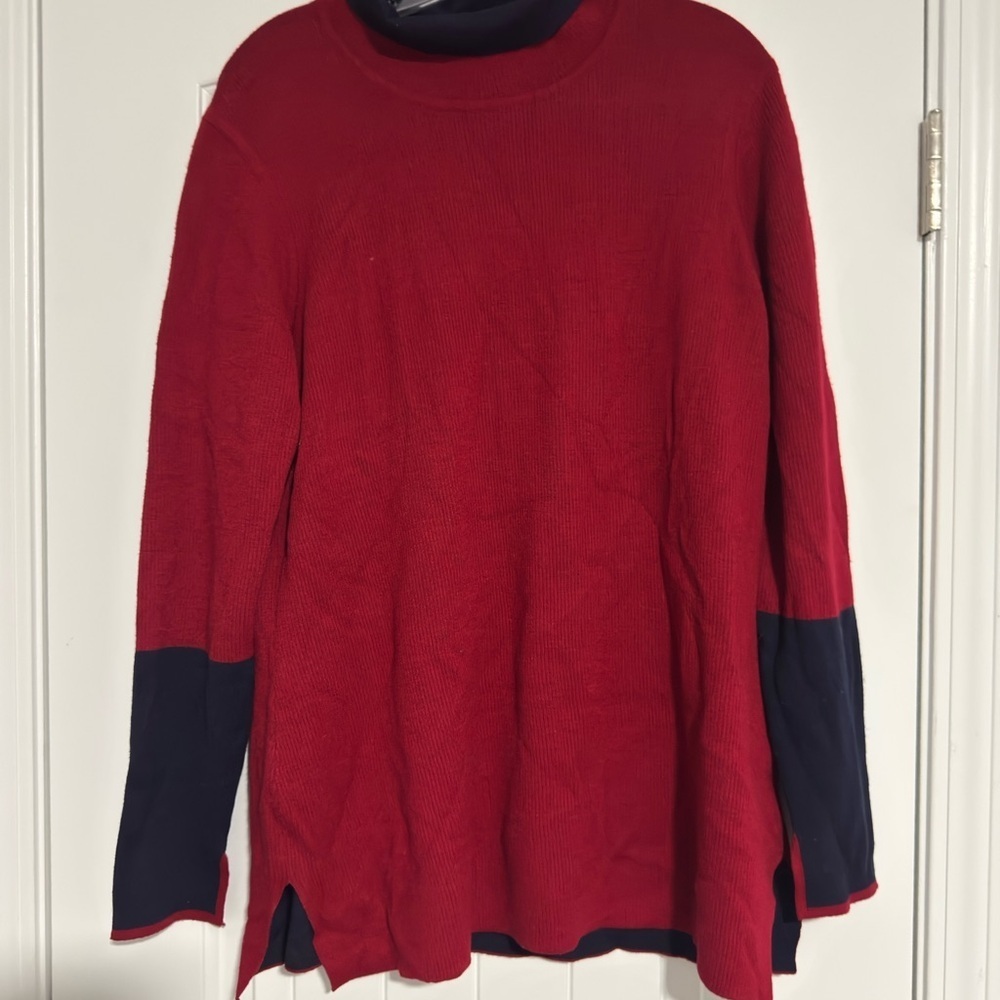 Athleta Burgundy and Navy Crew Neck Sweater - Picture 4 of 9